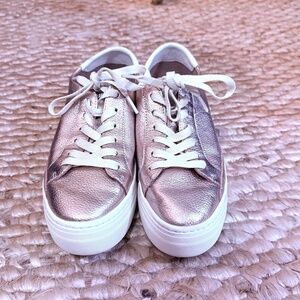 Saludos Rose Gold Leather Platform Sneakers 7.5